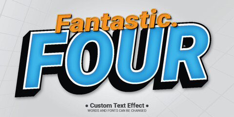 Free vector 3d cartoon number four colourfull text effect editable text style