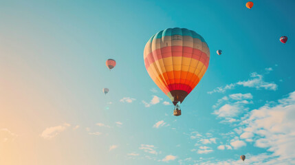 Colorful Hot Air Balloons Soaring in the Bright Blue Sky