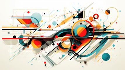  fusion abstract illustration - Generative AI. , geometric, figures, red, blue.