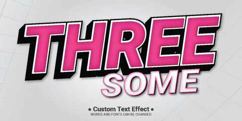 Free vector 3d cartoon number three colourfull text effect editable text style