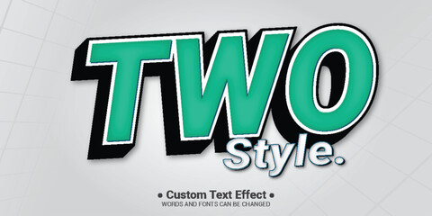 Free vector 3d cartoon number two colourfull text effect editable text style