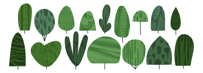 Shrub bush shrubbery tree simple abstract flat cartoon vector illustration. Green garden plant isolated on transparent background. Eco element, textured foliage, stylized ecology decorative object