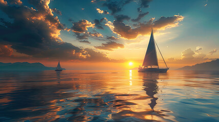 Sailboats on a tranquil sea