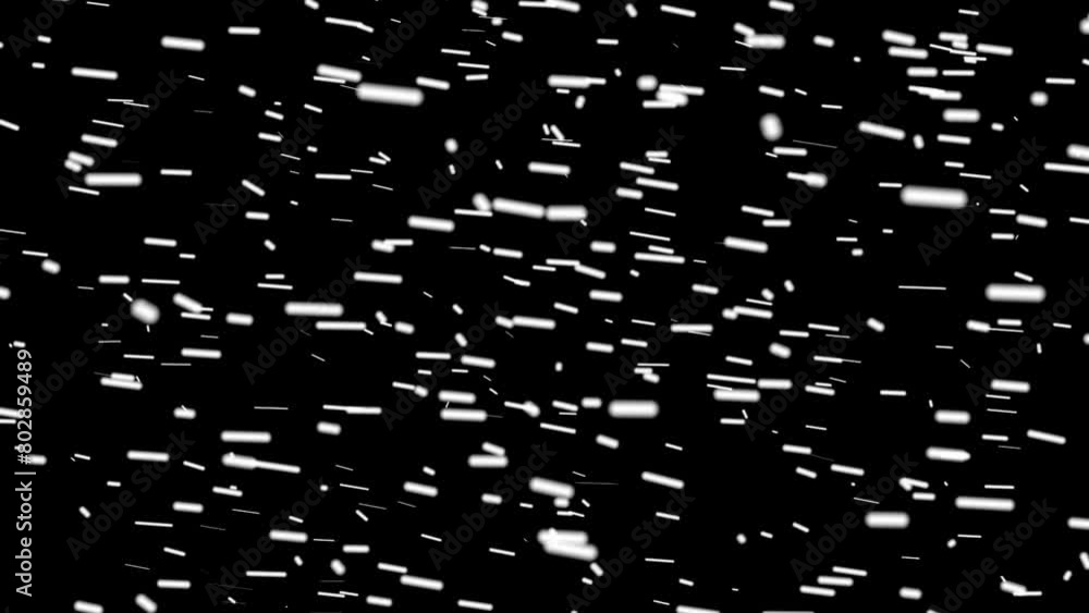 Wall mural Snowfall overlay on black background. Winter, slowly falling snow effect black screen.