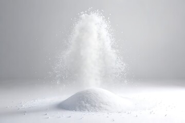 Cascading powdered sugar gently falling, creating a sweet and dreamy atmosphere on a clean white backdrop.
