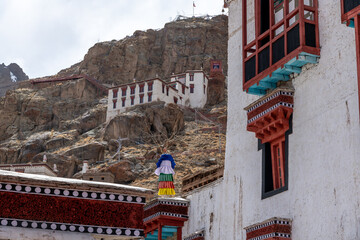 Courtyard of the historic Hemis Buddhist Monastery in the Ladakh region of northern India - obrazy, fototapety, plakaty