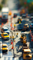 Fototapeta premium miniature representation of a road construction as a concept of road modernization, created with generative AI technology