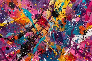 Abstract expressionist splashes in a pop art style
