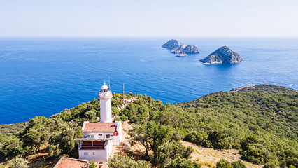 The scenic view of Gelidonya Lighthouse, which is one of the guide lighthouses of the...