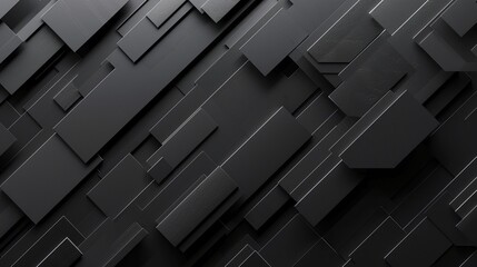 Abstract 3d rendering of black geometric shapes. Futuristic background design.