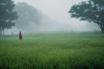 Fototapeta premium walking in the fog