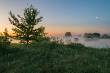 amazing sunrise over the river