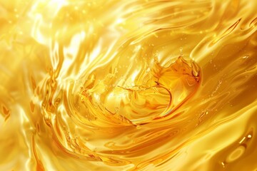 Golden Liquid Swirl Texture with Vibrant Splashes