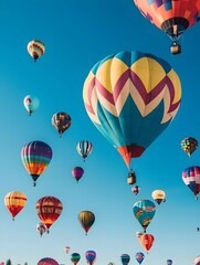 Obraz premium Vibrant Hot Air Balloon Festival Filling the Colorful Sky with Patterns and Shapes