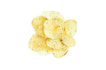 Potato chips mixed seaweed isolated on white background, Seaweed-flavored potato chips