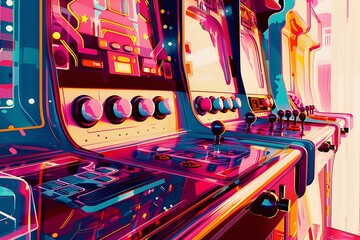 An abstract representation of a retro arcade machine