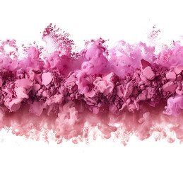 Pink and raisin rainbow paint color powder explosion isolated white wide panorama background
