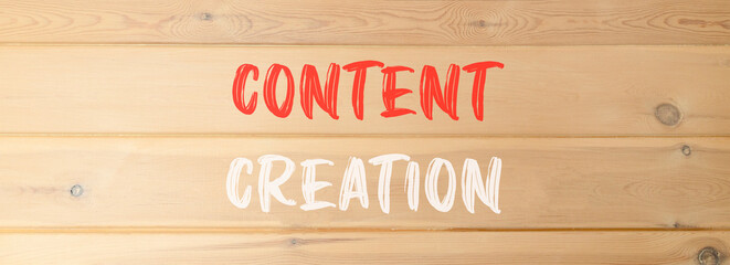 Time for content creation symbol. Concept words Content creation on beautiful wooden wall....