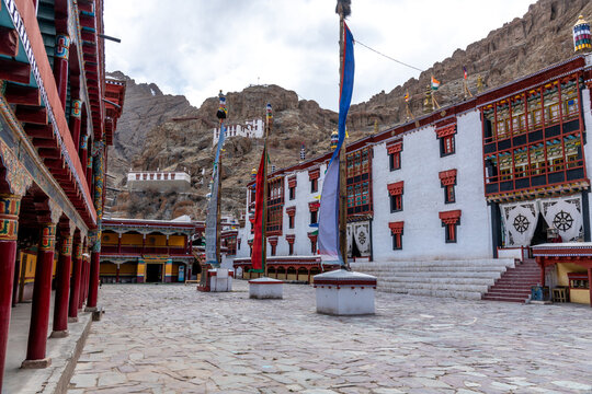 Courtyard of the historic Hemis Buddhist Monastery in the Ladakh region of northern India