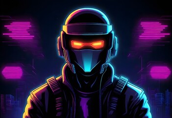 cyberpunk A retro arcade game character with a glo (12)