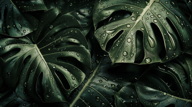 hojas tropicales con fondo oscuro