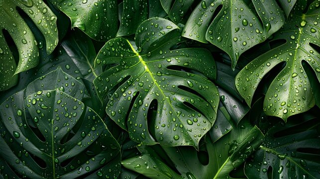 hojas tropicales con fondo oscuro