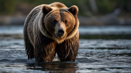 Fototapeta premium brown bear in water