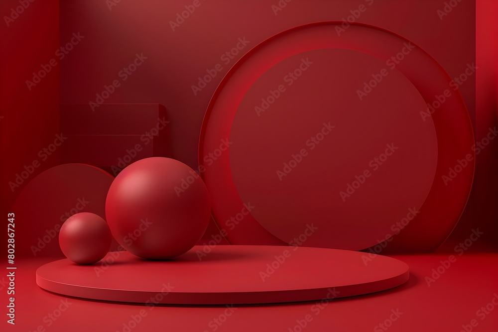 Poster abstract background with geometric shapes in dark red color,