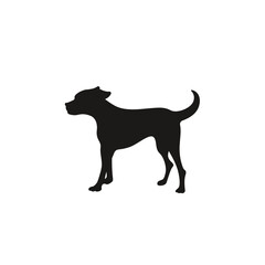 Silhouette of a dog in vector, flat style.