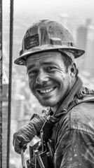 Construction worker at high rise building working site