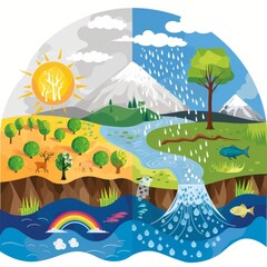 Obraz premium A colorful diagram explaining the water cycle