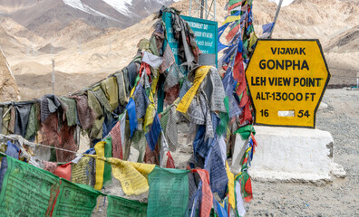 Prayer flags at a high-elevation viewpoint in northern India