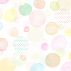 手描き水彩水玉暖色正方形背景素材