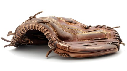  brown leather baseball glove on a white background  