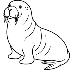 Walrus vector art illustration, solid white background (8)