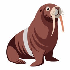 Walrus vector art illustration, solid white background (16)