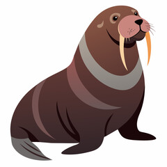 Walrus vector art illustration, solid white background (17)