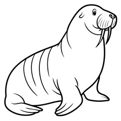 Walrus vector art illustration, solid white background (20)