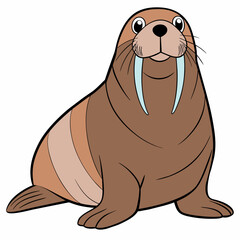 Walrus vector art illustration, solid white background (21)
