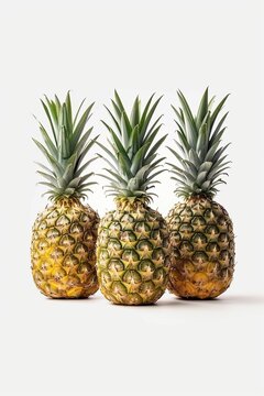 3x Ananas isoliert auf wei&szlig;em Hintergrund 