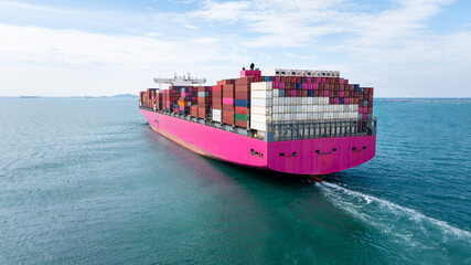 container ship in sea, international import export, global business and industry service, shipping...
