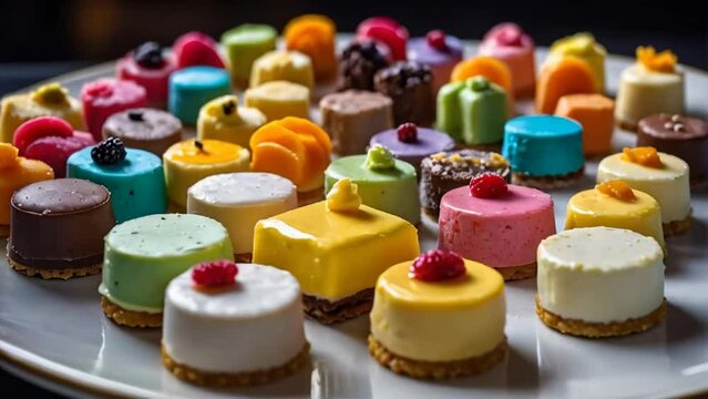 petit fours beautiful dessert on the table