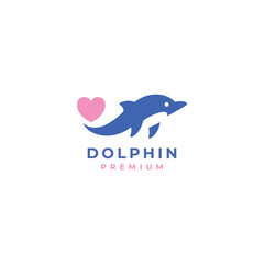 fun friendly dolphin with heart logo vector for health care medical hospitality business brand