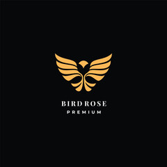 luxury elegant golden bird with rose flower logo vector for beauty jewelry chocolate brand