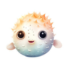 Fototapeta premium Pufferfish Isolated Detailed Watercolor Hand Drawn Painting Illustration