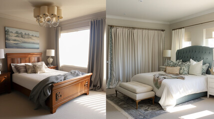 Makeover an outdated bedroom into a tranquil retreat with modern decor.