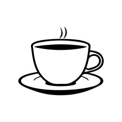 A black coffee cup with steam rising from it