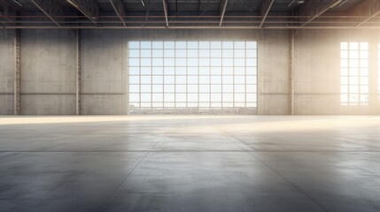 Empty warehouse with numerous windows