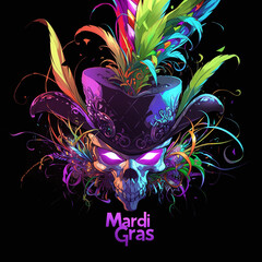 Mardi Gras logo vector style skull