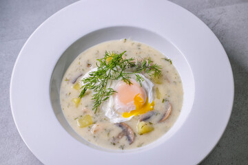 Typical czech cuisine kulajda soup